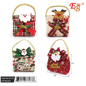 5.5 personalizzabile \ "lino canapa natale borsa a mano 96PC/CS con albero di Babbo Natale pupazzo di neve caramelle per feste di festa evento di stoccaggio - Product Image 1