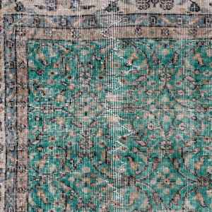 Alfombra Turca de 6.3x9.5 pies, Alfombra Vintage, Alfombra Verde con Diseño Floral de Lana - Product Image 2