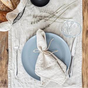 Ensemble de serviettes en coton lavé beige de luxe faites à la main Serviettes de cuisine et literie élégantes pour l'avion - Product Image 3