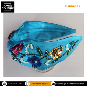 Vente exclusive sur les filles Party Wear Rose, Or et Bleu Fleur Glitzy Poly Satin Tissu Paillettes Fait Bandeaux Bandeaux - Product Image 4