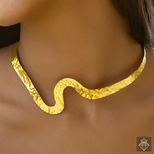 PRAO Anti-Tarnish Wavy Hasli Necklace Handmade Bulk <b>Fashion</b> <b>Jewellery</b> for Women Trendy Gold Plated Brass Link Chain - Product Image 3