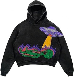 Custom USA sizes Double-Layered Hood 500GSM Cotton Acid Wash Hoodies Vintage Boxy loose fit Distressed Hem Streetwear Pullover - Product Image 1