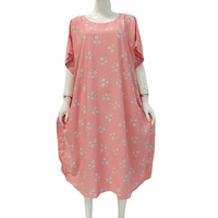 Robe d'intérieur d'été pour femme, douce, à taille élastique, style kaftan court, manches courtes, longueur genou, col rond, motif floral, en polyester/rayonne