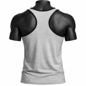 Camiseta sin mangas de algodón blanca para hombre, top informal sin mangas con cuello redondo, camisa de punto sólida, camiseta sin mangas informal negra - Product Image 2