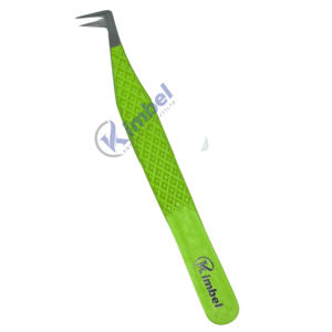 Pinces à épiler en acier inoxydable à pointe en forme de L pour extensions de cils, marque privée, volume, pointe en fibre - Product Image 1