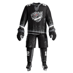Meilleure vente 100% polyester ensemble d'uniformes de hockey sur glace respirant séchage rapide personnalisable confortable léger facile à porter - Product Image 1