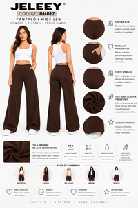 Pantalones Anchos de Cintura Alta para Mujer, Color Sólido, con Bolsillos Laterales, Cintura Elástica, Largos, Transpirables, Antiarrugas, Ropa Casual de Verano - Product Image 1