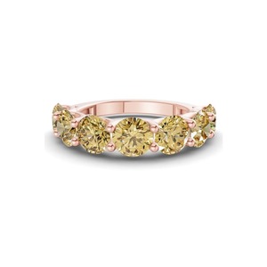 Bague essentielle en or massif 14 carats avec diamant de laboratoire jaune citron rond de 1,00 ct (tw), couleur jaune citron, clarté VS, 7 diamants, ton solaire - Product Image 3