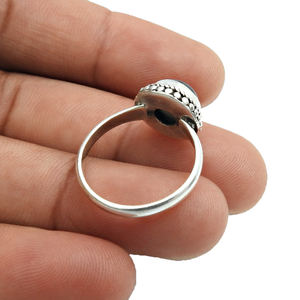 Prix de gros de haute qualité 925 argent Sterling pierre précieuse Labradorite naturelle pierre ronde bague chic pour les fêtes d'anniversaire - Product Image 5