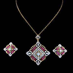 Ensemble de pendentifs en diamant naturel certifié IGI pour femmes, or 14 carats, 1,87 carat, couleur EF, taille brillant, clarté VVS VS, bijoux fins de luxe - Product Image 1