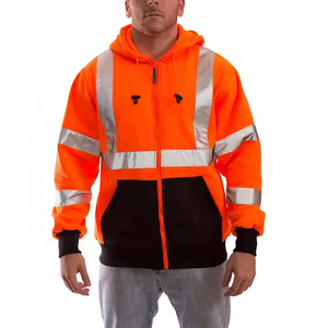 เสื้อมีฮู้ดเพื่อความปลอดภัยสะท้อนแสงสำหรับผู้ชายเสื้อฮู้ดแบบสั่งทำสำหรับขายสีเหลืองเรืองแสงสีดำที่กำหนดเอง - Product Image 3