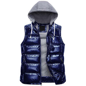 Chaleco acolchado unisex para invierno, Abrigo acolchado personalizado con cremallera frontal informal sólida de lona - Product Image 1