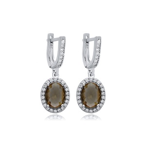 Pendientes colgantes de sultanita geométrica de diseño ovalado CZ CAMBIO DE Color piedra preciosa joyería fina al por mayor joyería de plata 925 - Product Image 1