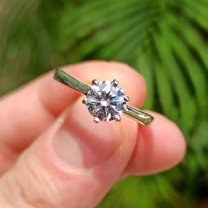 Handmade Six-Pronged Cubic Zirconia <b>Solitaire</b> <b>Ring</b> in Sterling <b>Silver</b> Birthday Anniversary or Bridesmaid Gift - Product Image 5