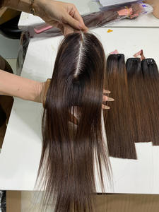 Extensions de cheveux Remy vietnamiennes de 10 pouces noires pour Ombre Brown Bundles Closure Bone Straight 100% Virgin Hair with Discount - Product Image 2