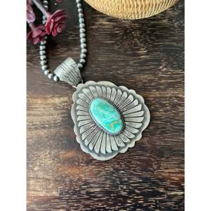 Benjamin Becenti Number #8 Turquoise & Sterling Silver Pendant Cultural Collectible Jewelry - Product Image 5
