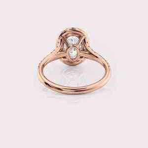Bague pour femme en or rose 14 carats plaqué rhodium, certifiée IGI, diamant ovale créé en laboratoire, monture halo, collection de bagues élégantes en diamant - Product Image 4