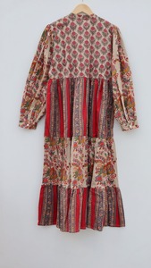 Vestido largo estampado de bloques florales, vestido maxi, vestido de mujer de algodón con cuello cerrado para fiesta de fabricante y exportador indio - Product Image 6