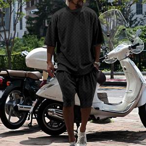 2025 American Heavy Color sólido pequeño escote Camiseta de manga corta para hombre verano 425G pantalones cortos deportes y ocio traje Suelto - Product Image 6