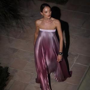 Custom Strapless Pleated Maxi Dress <strong>Women</strong> Elegant Gradient Color Sleeveless Evening Party Gown <strong>for</strong> <strong>Resort</strong> Vacation <strong>Wear</strong> - Product Image 1