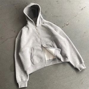 Baggy à épaules tombantes personnalisé 100% vestes en coton à fermeture éclair simple poids lourd 600gsm sweats à capuche vierges à fermeture éclair - Product Image 1
