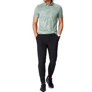 T-shirt en coton/polyester respirant avec impression personnalisée, logo brodé, manches courtes, col rabattu, stretch vert camo pour hommes - Product Image 3