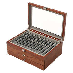 Customized Wholesale Wooden Pen Storage Box Multiple Box Packaging Wood for <b>Desk</b> <b>Office</b> Pen Organizer in Black - Product Image 1