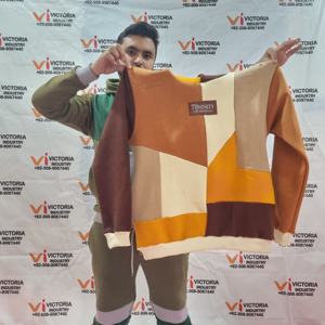 Chándal de lana de algodón 100% para hombre, paneles multicolores, pantalones de chándal bordados de chenilla, Sudadera con capucha estampada, más verano térmico - Product Image 6