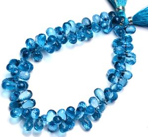 ลูกปัดบลูโทปาซทรงหยดน้ำธรรมชาติ บริการตรวจสอบโดยผู้ตรวจสอบอิสระจาก Coszcalt Exports พร้อมใบรับรองความแท้ - Product Image 3