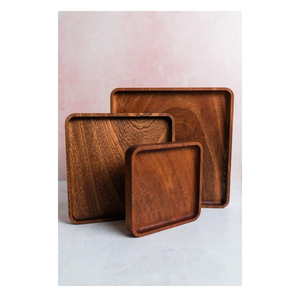 Plateau de service en bois rustique et élégant de qualité supérieure avec poignées intégrées durables, vaisselle artisanale élégante - Product Image 4