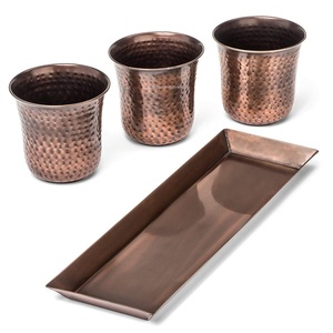 Seaux de rangement en métal galvanisé martelé en cuivre Jardinières décoratives pour la maison et plantation de pépinière avec plateau Jardinières d'herbes - Product Image 6