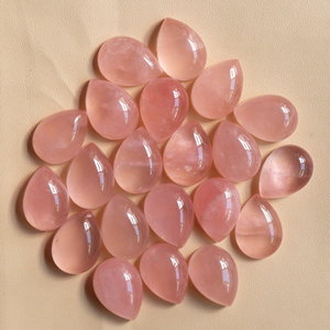 Alta calidad suelta rosa cuarzo rosa piedra preciosa suave forma de pera cabujón para la fabricación de joyas gemas al por mayor - Product Image 4