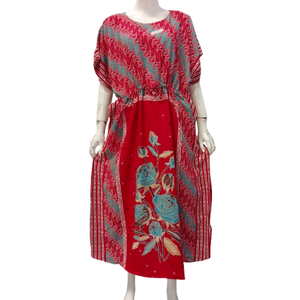 Women casual kaftan <b>dresses</b> <b>with</b> string in the middle full length and short sleeve by Chrysanta - Product Image 2