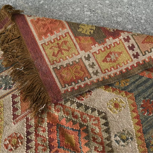 Hand-Woven Giana Kilim Abstract Flatweave in Rust Gold & Moss. Eco-Friendly PET Yarn Authentic Artisan Craftsmanship Boho Decor - Product Image 3