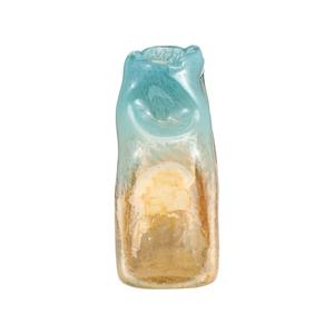 Vase en verre bleu et or élégant, idéal pour la décoration intérieure de luxe, salon, entrée et mise en scène de table, fabriqué à la main en Inde - Product Image 3