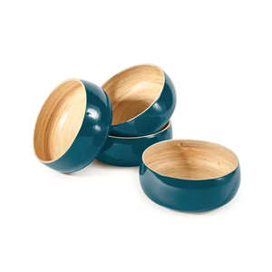 Émail vert peint sur un bol en bois avec saladier en bois de haute qualité ensembles de vaisselle pour la maison et la cuisine - Product Image 3