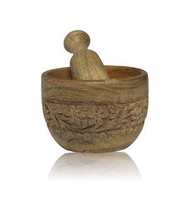 Juego de mortero y mortero de madera hecho a mano, molinillo de especias de hierbas de estilo rústico Natural, mezclador Masala, cuenco de maceración Kharal Manual, condimentos - Product Image 1