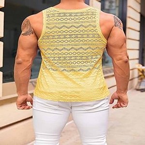 Camiseta sin mangas acanalada con cuello de cuchara ajustada al por mayor personalizada 100%, camiseta sin mangas de algodón blanca para hombre, camiseta personalizada hecha por Dress Sports - Product Image 5