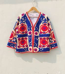 Suzani เสื้อแจ็กเก็ตผ้าแคนวาสสำหรับผู้หญิงผ้าคอตตอนปักลายดอกไม้ยาวสไตล์โบฮีเมียนสำหรับใส่สบายใหม่ล่าสุด100% - Product Image 6
