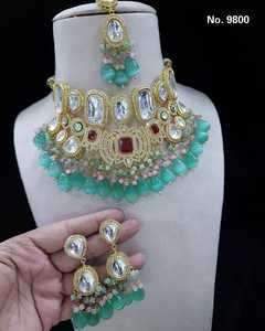 สร้อยคอเครื่องประดับอินเดียชุดเครื่องประดับ kundan jaypuri ของแท้ยอดเยี่ยม - Product Image 3