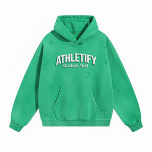 Sudadera con Capucha para Hombre, Estilo Desgastado, Detalles Desgarrados, Estampado Digital, Diseño Sólido, para Moda Casual Urbana, Uso Cómodo - Product Image 1