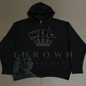 Sweat à capuche d'hiver noir pour homme Sdl 100% coton Tailles personnalisées Grandes tailles Surdimensionné Polaire Vente promotionnelle Best-seller - Product Image 2