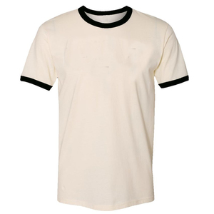 Camiseta Ringer Estilo Retro al por Mayor, de Algodón, Lisa, con Ribete en Contraste - Product Image 1
