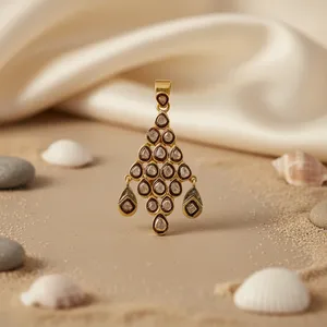Gold Plated 925 <b>Silver</b> Women's Vintage Pendant <b>Necklace</b> Pear Cut Crystal Rhinestones Classic Water Drop Design for Wedding - Product Image 2