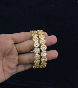 Luxury Matte Finish CZ Bangle Set for Women Stylish Artificial Bangles with <b>Cubic</b> <b>Zirconia</b> Stones Ideal for Bridal & Ethnic Wear - Product Image 1