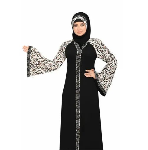 도매 겸손한 기모노 이슬람 의류 두바이 아바야 세트 이슬람 여성 드레스 단색 아름다운 프릴 테두리