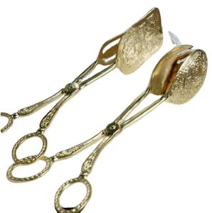 Pinces de service en laiton fini or Pinces décoratives en laiton vintage pour la cuisine Salade Pain BBQ Dessert et Buffet Cuisine Utilisation - Product Image 4