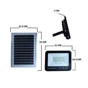 Luz de inundación LED solar de 60W con control remoto para exteriores e interiores, ABS blanco cálido y cuerpo de vidrio, certificado IP66/67/65, paquete de 2 - Product Image 1