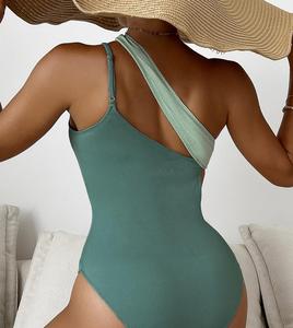 OEM ชุดบิกินี่บราเปิดไหล่เอวสูงสำหรับผู้หญิงโพลีเอสเตอร์/ ไนลอนแห้งเร็วพลอยเทียม2ชิ้นทนทานทันสมัย - Product Image 4