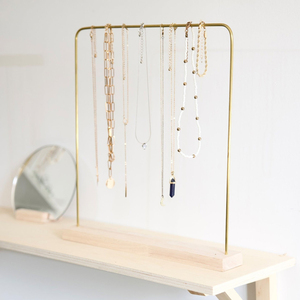 Best Export Quality Natural Wood <b>Base</b> Metal Frame Golden Jewelry Stand Fashionable Bracelet Jewelry Props Storage Tabletop Stand - Product Image 1